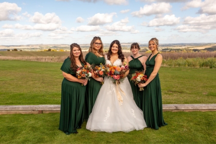 British flower natural bridal and bridesmaids bouquets for an outdoor wedding ceremony Autumn for Wiltshire Wedding Chalk Barn Dan Watkins My Flower Patch