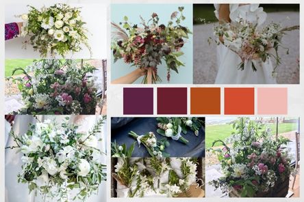 Mood board for an autumn Wiltshire wedding using British grown flowers My Flower Patch natural bridal bouquets